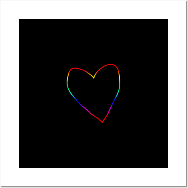 Small Spectrum Rainbow Heart Outline Wall Art by ellenhenryart